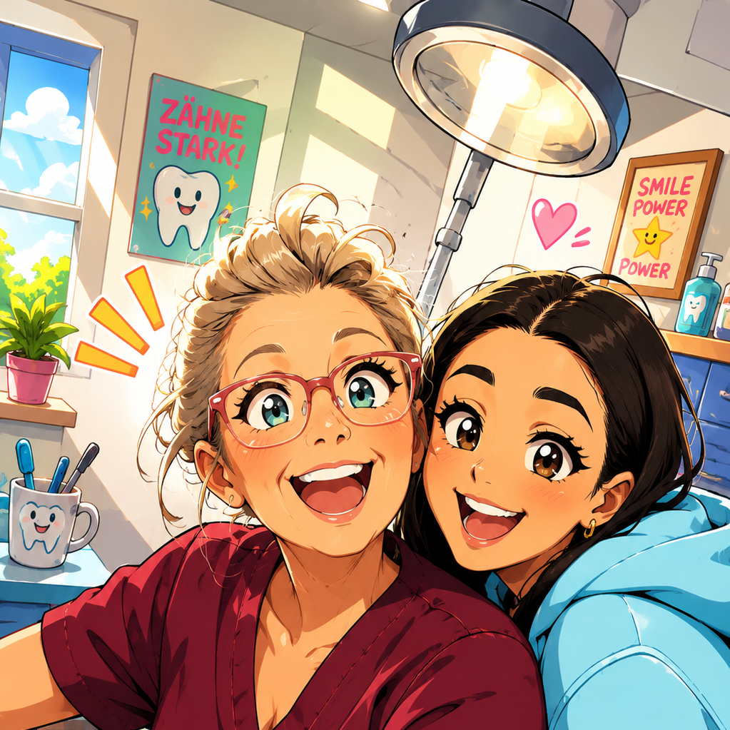 Team Sandra und Eliza anime - quadratisch Alexander Best Fachzahnarzt für Oralchirurgie